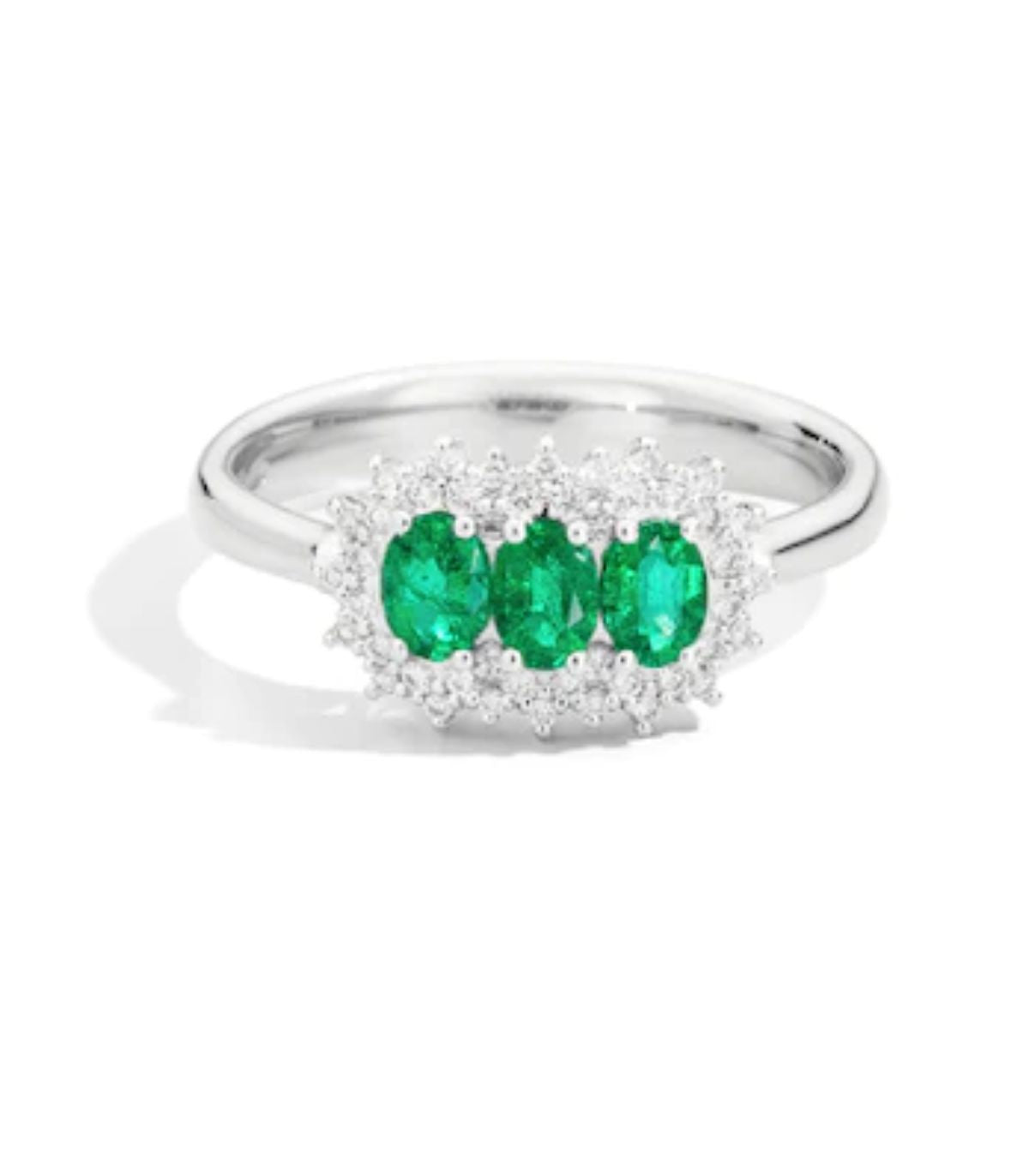 Anello donna Recarlo in oro bianco, diamanti e smeraldi R77TC001/SM-13