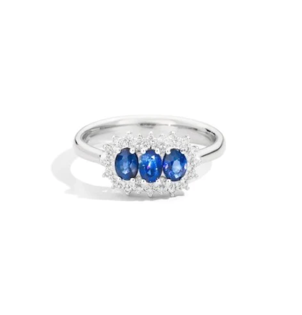 Anello donna Recarlo in oro bianco, diamanti e zaffiri blu R77TC001/ZB-14