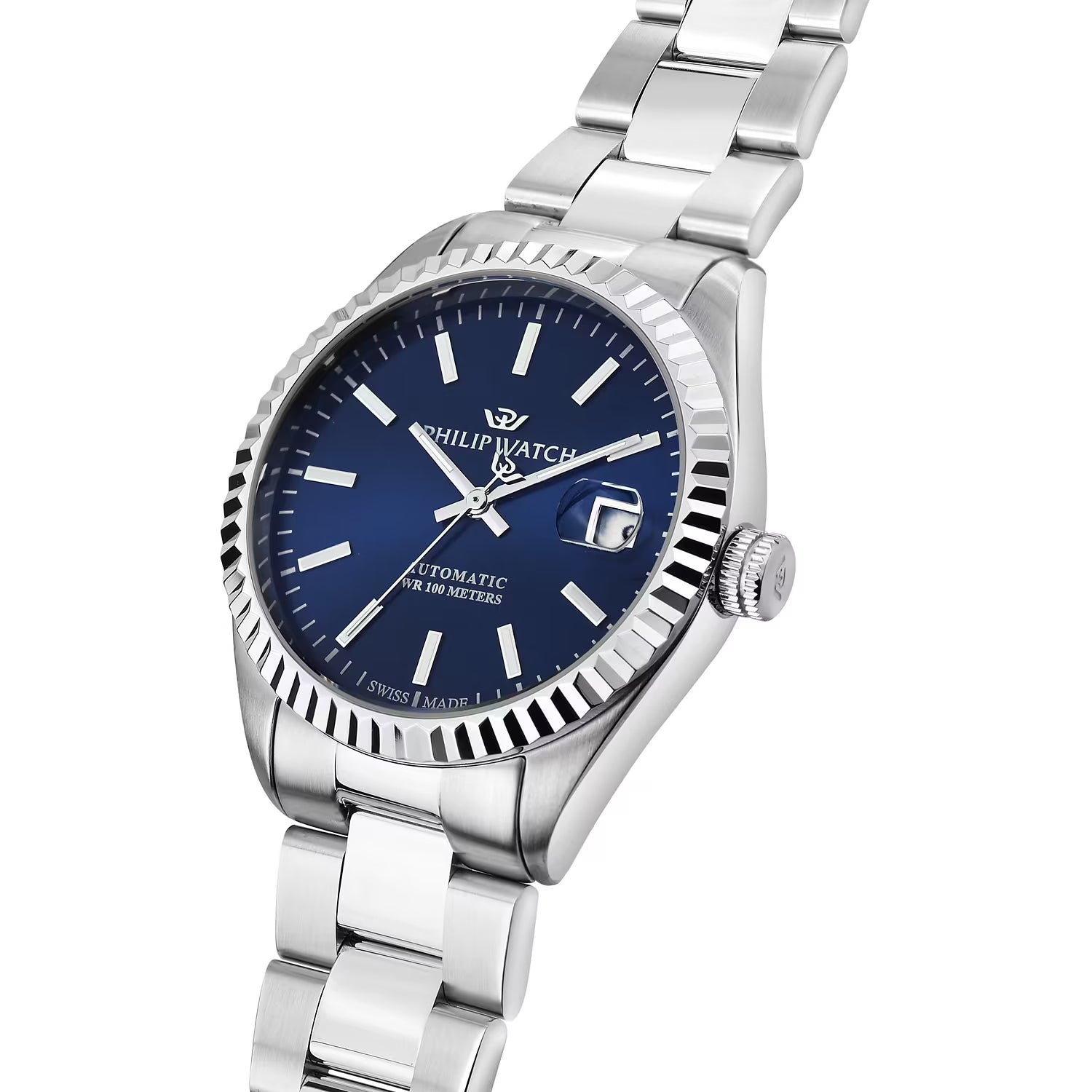 Orologio uomo meccanico Philip Watch solo tempo con datario in acciaio R8223597030