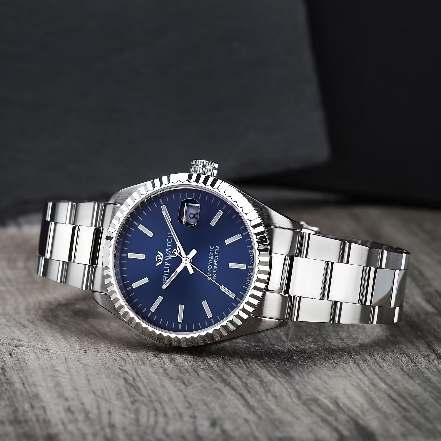 Orologio uomo meccanico Philip Watch solo tempo con datario in acciaio R8223597030