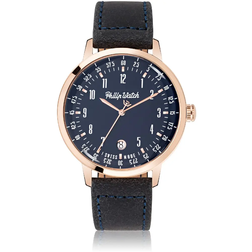 Orologio solo tempo uomo Philip Watch collezione Grand Archive in acciaio e pelle R8251598001