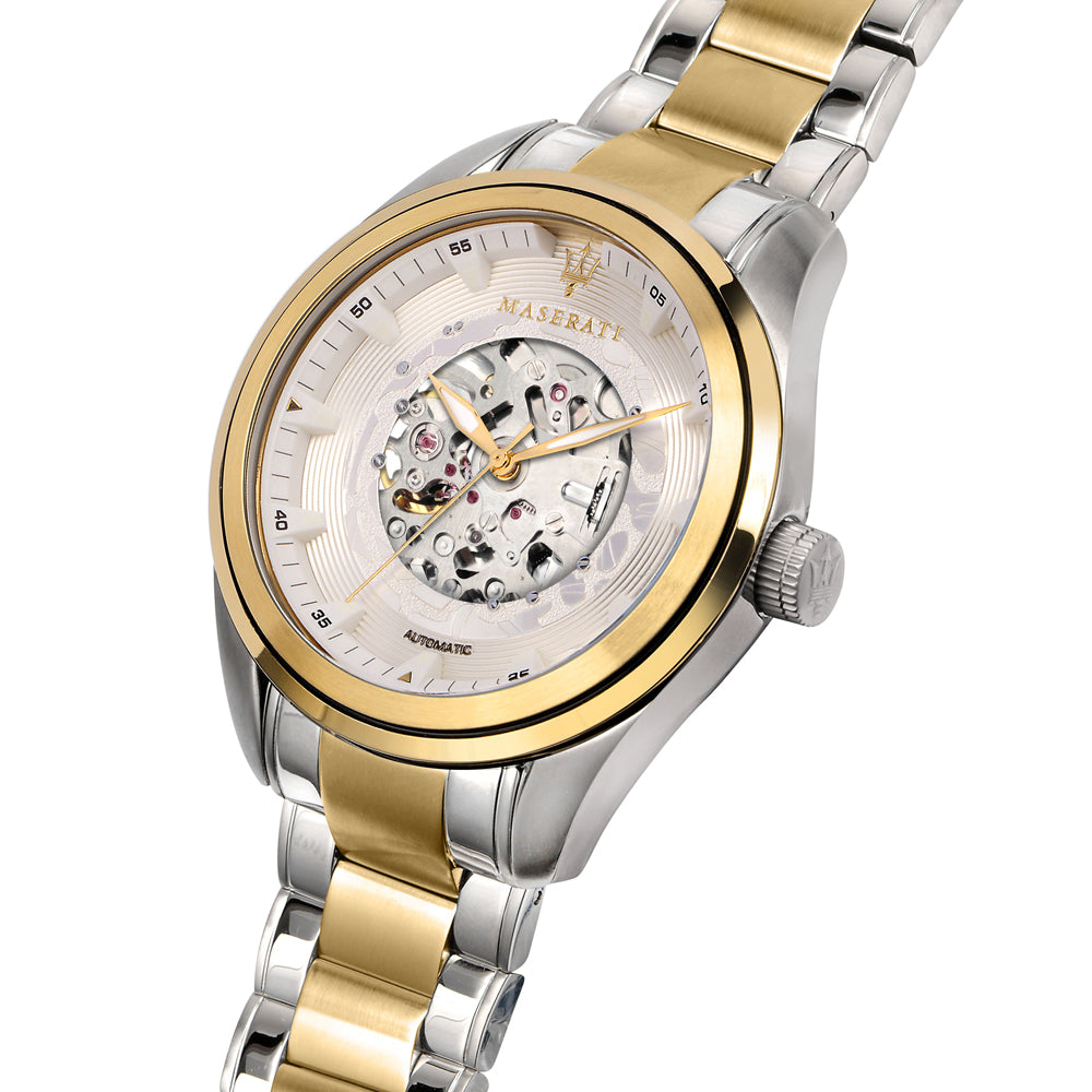 Orologio automatico solo tempo uomo Maserati in acciaio bicolore R8823112004