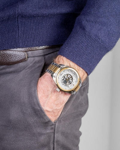 Orologio automatico solo tempo uomo Maserati in acciaio bicolore R8823112004
