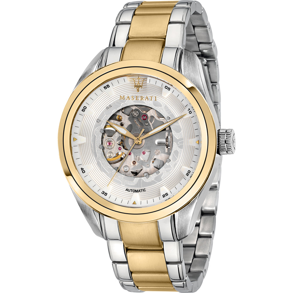 Orologio automatico solo tempo uomo Maserati in acciaio bicolore R8823112004