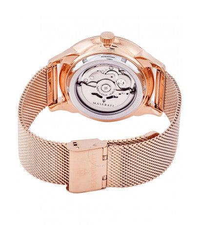 Orologio automatico solo tempo uomo Maserati in acciaio rosè R8823136001