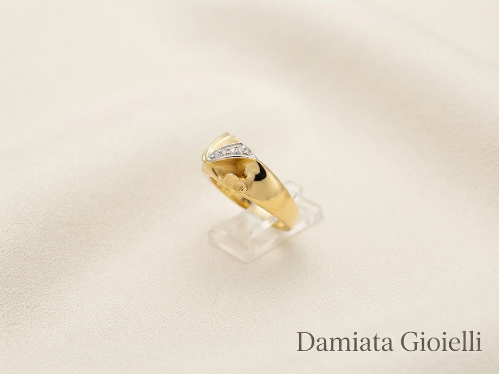 Anello fantasia donna Recarlo in oro giallo e bianco con diamanti ref. RC330OB