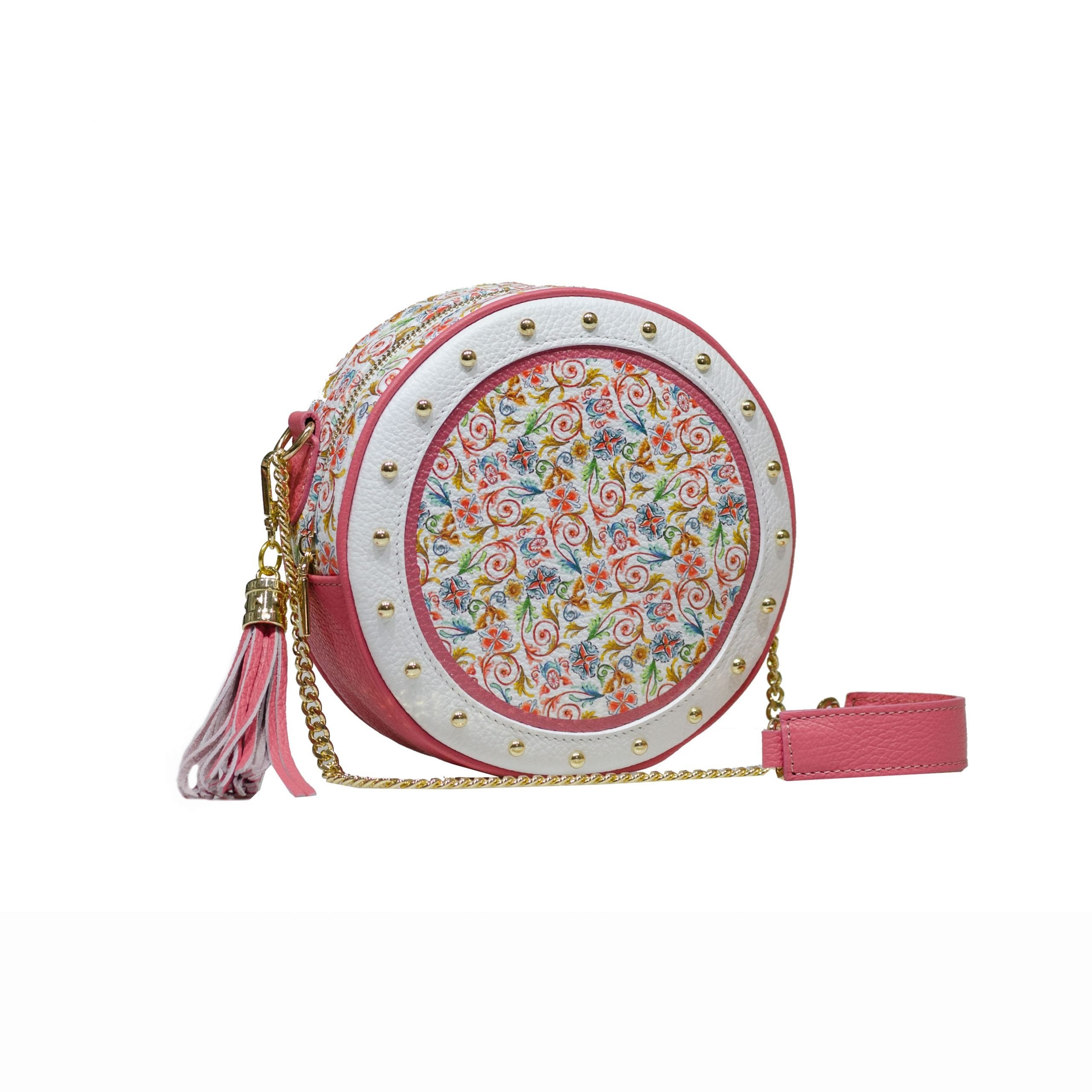 Borsa Ammia donna in pelle collezione "SCARAMANZIA" colore fragola