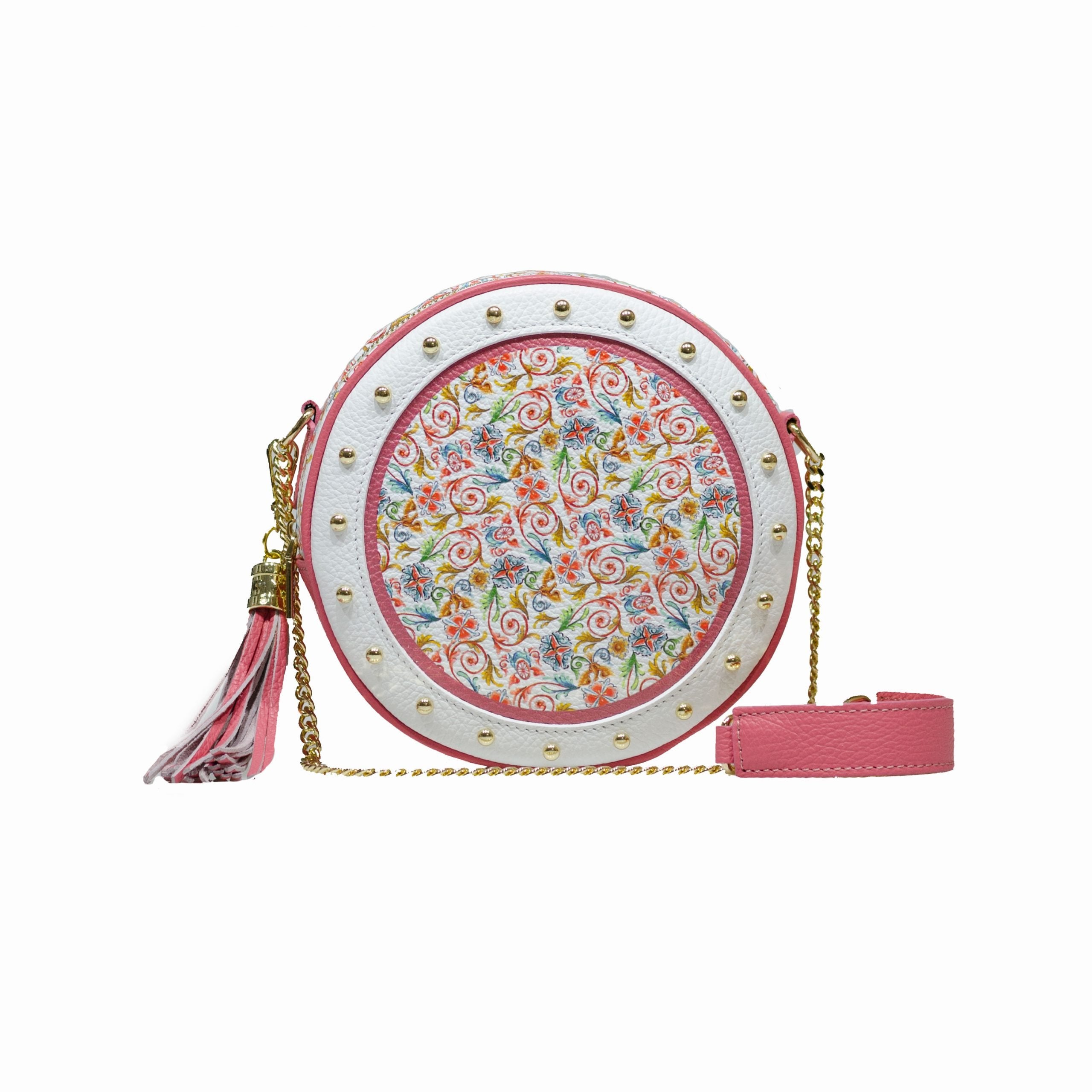 Borsa Ammia donna in pelle collezione "SCARAMANZIA" colore fragola