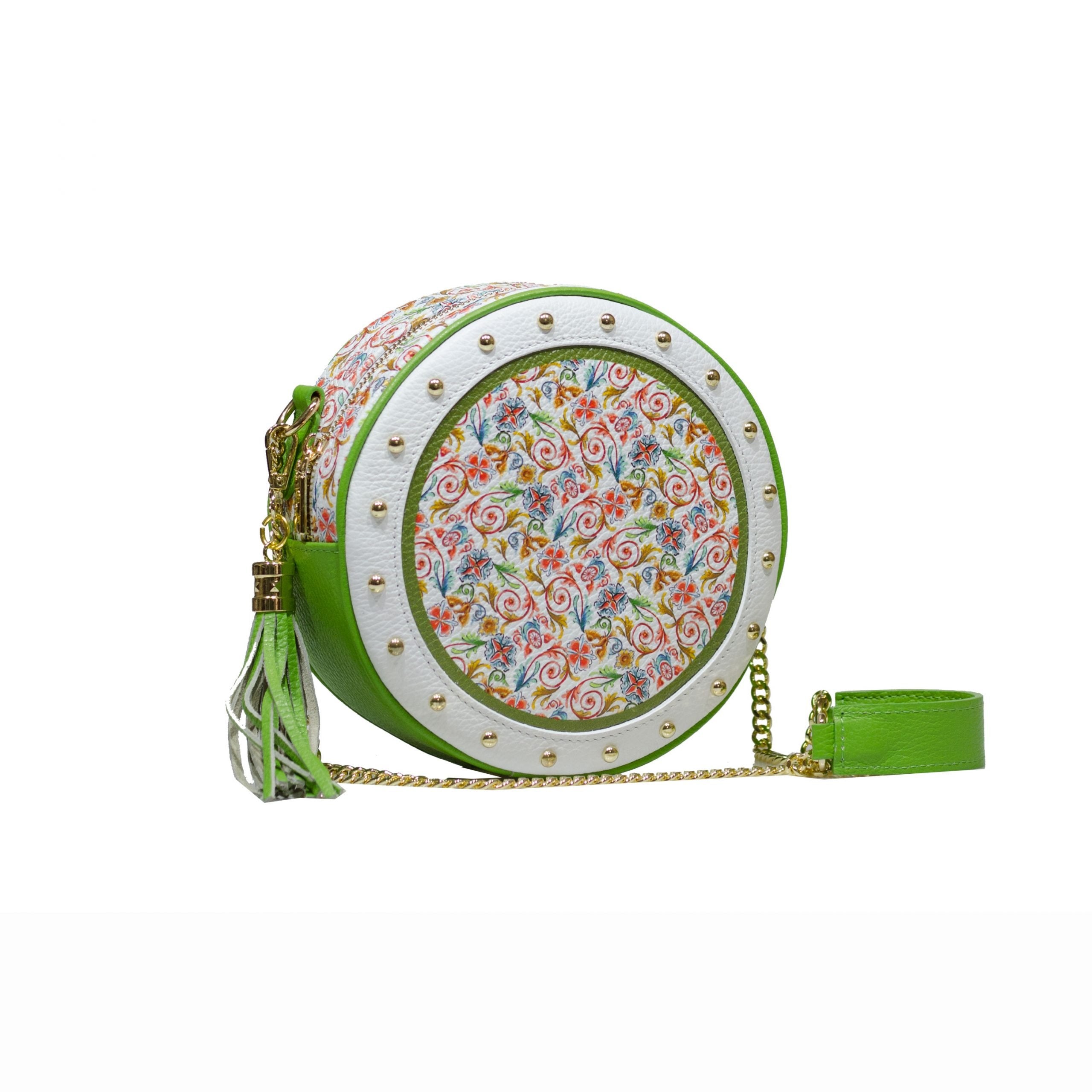 Borsa Ammia donna in pelle collezione "SCARAMANZIA" colore pistacchio
