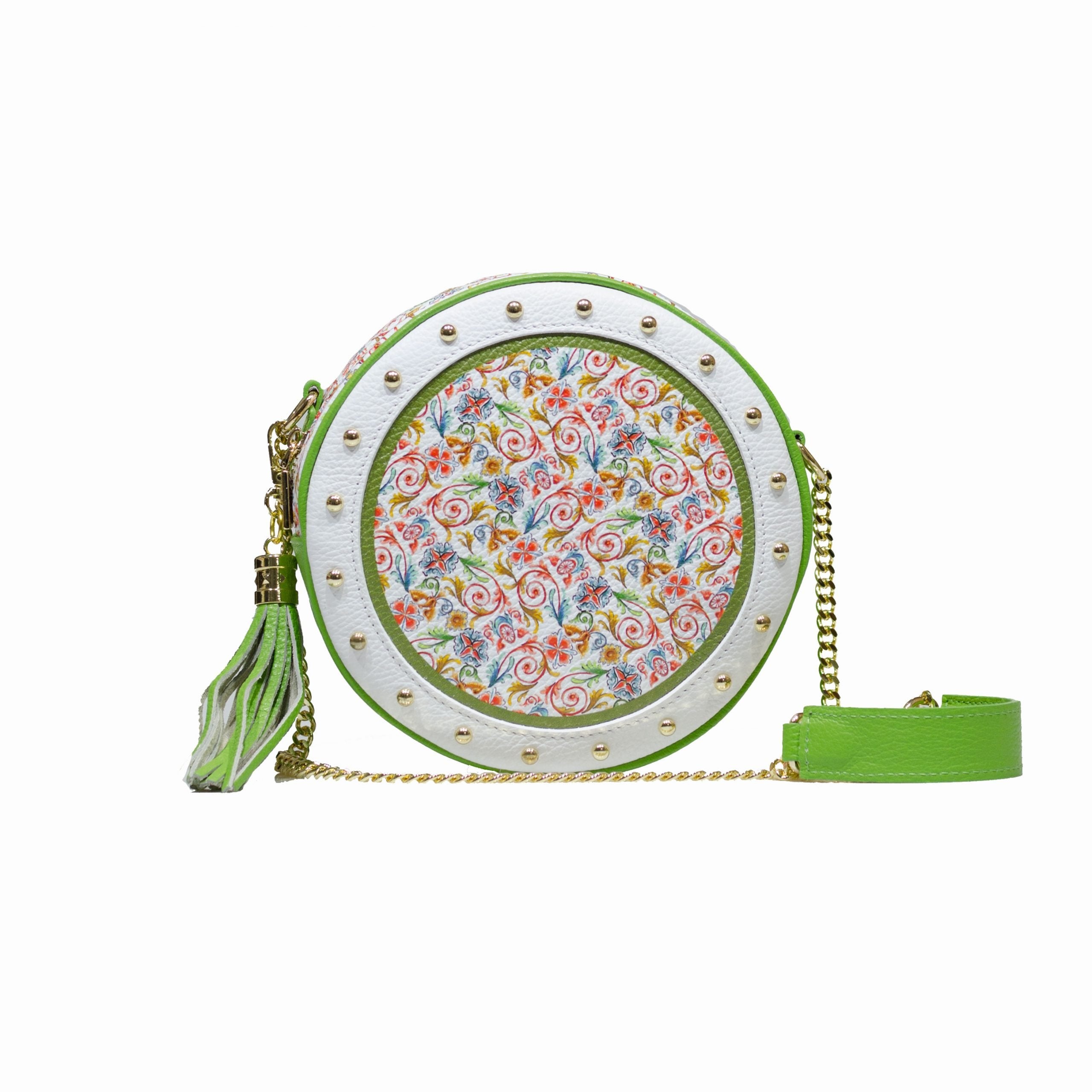 Borsa Ammia donna in pelle collezione "SCARAMANZIA" colore pistacchio