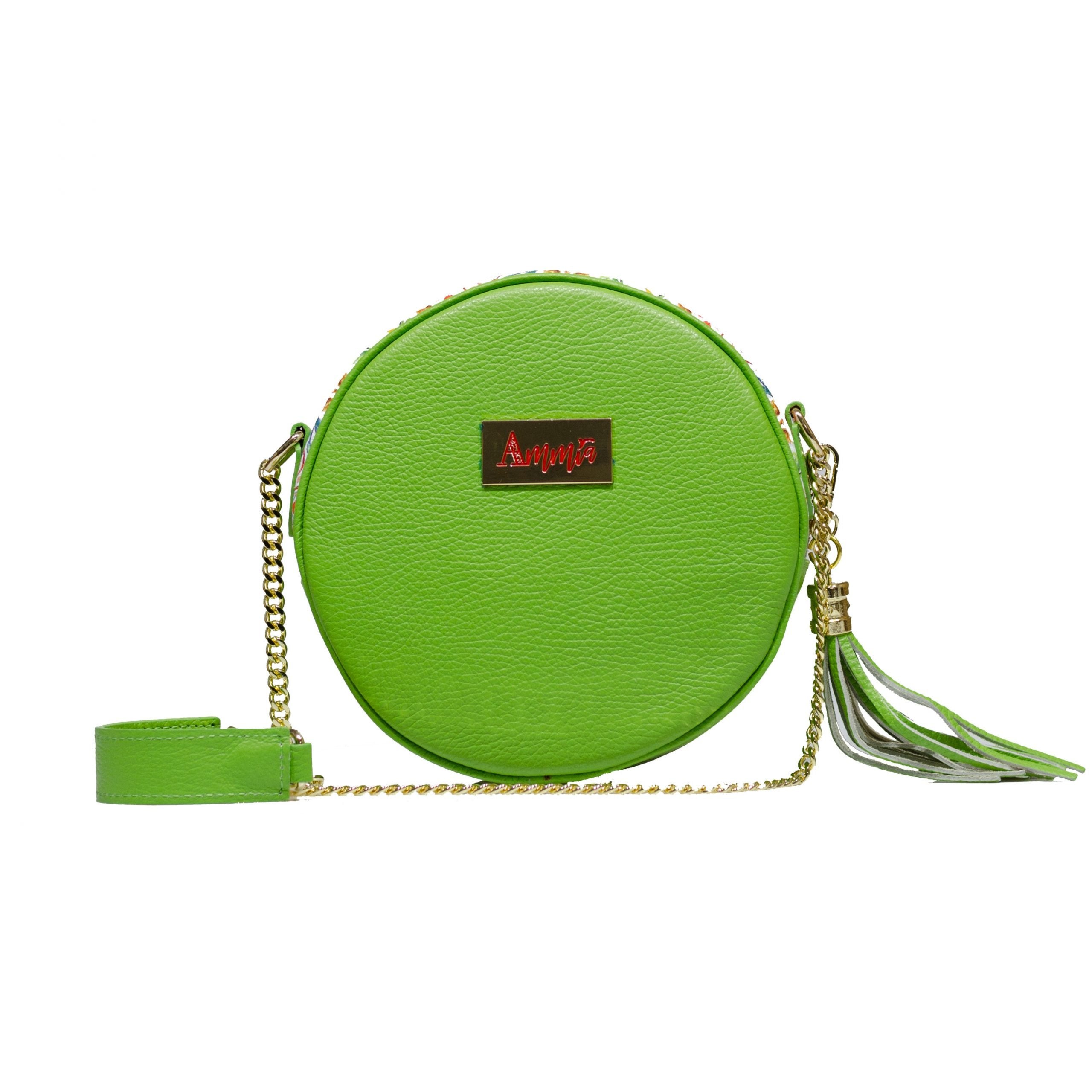 Borsa Ammia donna in pelle collezione "SCARAMANZIA" colore pistacchio
