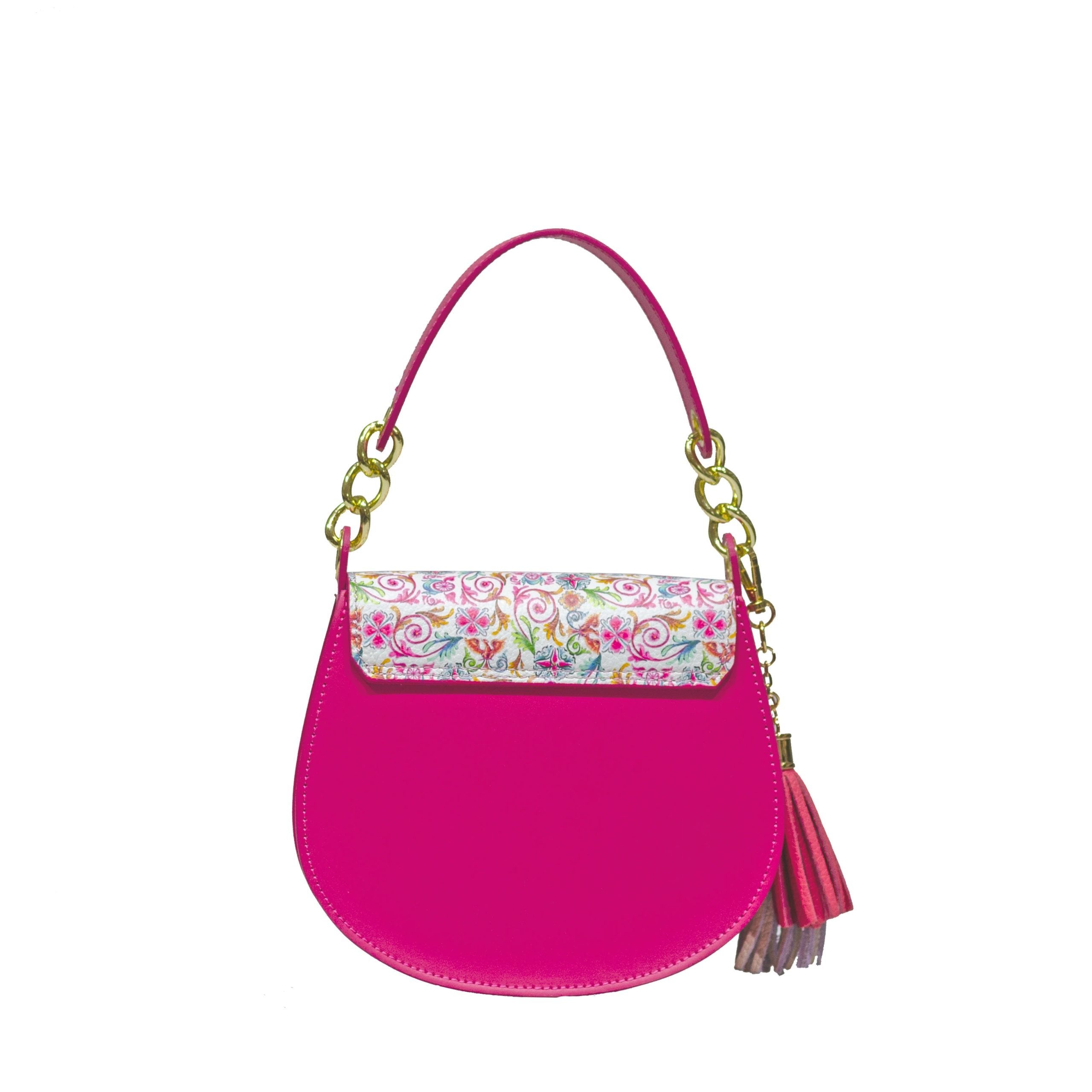 Borsa Ammia donna in pelle decorata collezione "SCARAMANZIA" colore rosa