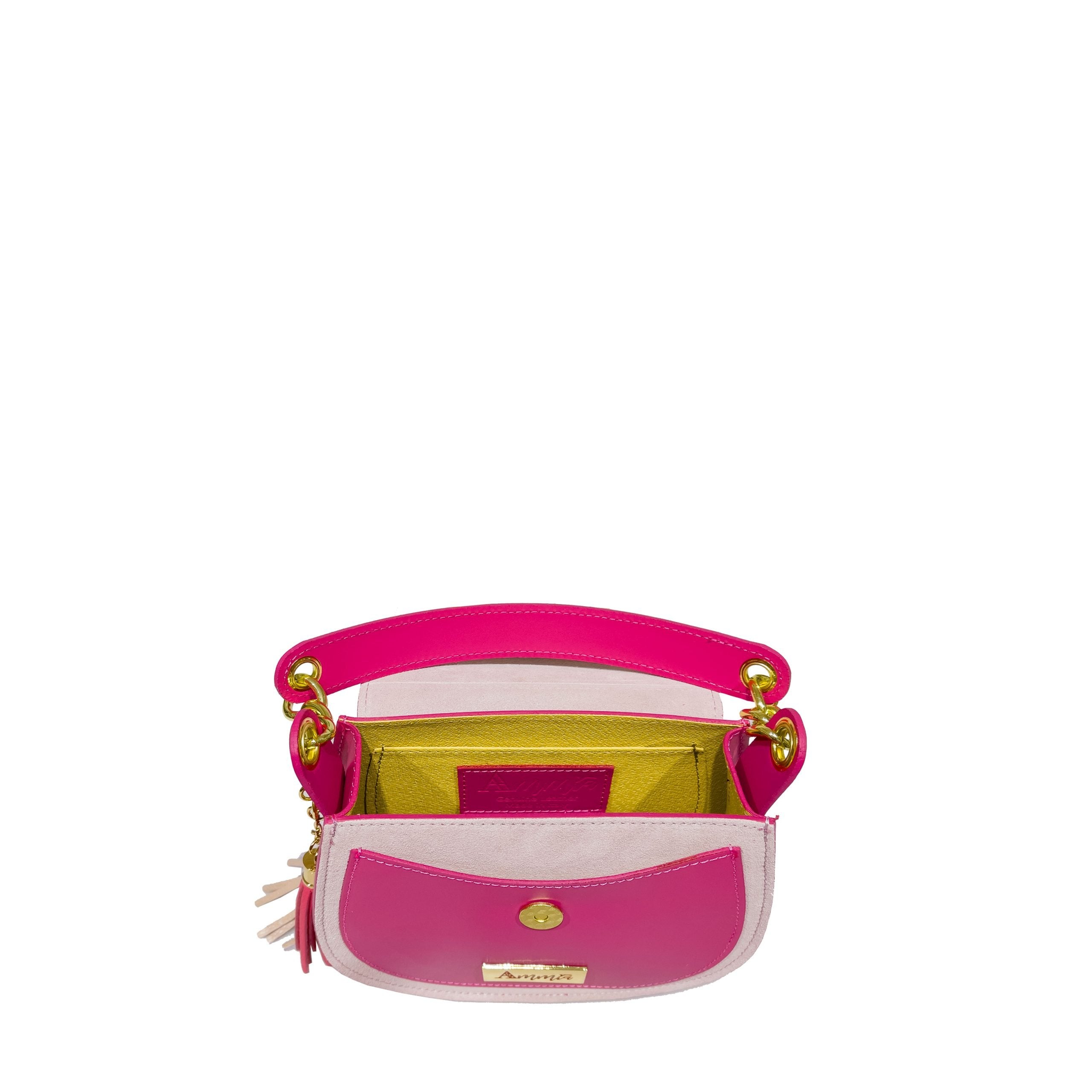 Borsa Ammia donna in pelle decorata collezione "SCARAMANZIA" colore rosa