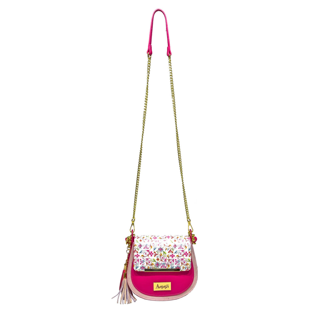 Borsa Ammia donna in pelle decorata collezione "SCARAMANZIA" colore rosa