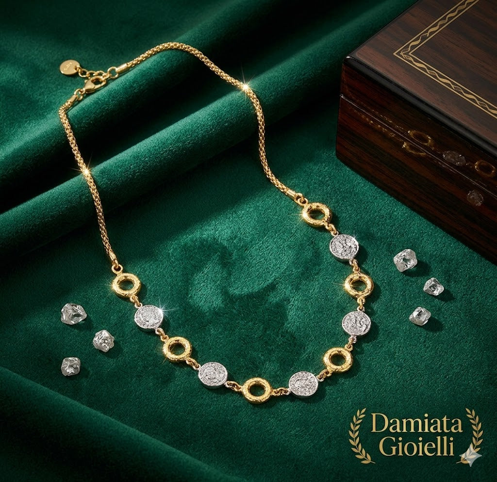 Collana con charm moneta donna Via Condotti in argento bicolore ref. VICON12