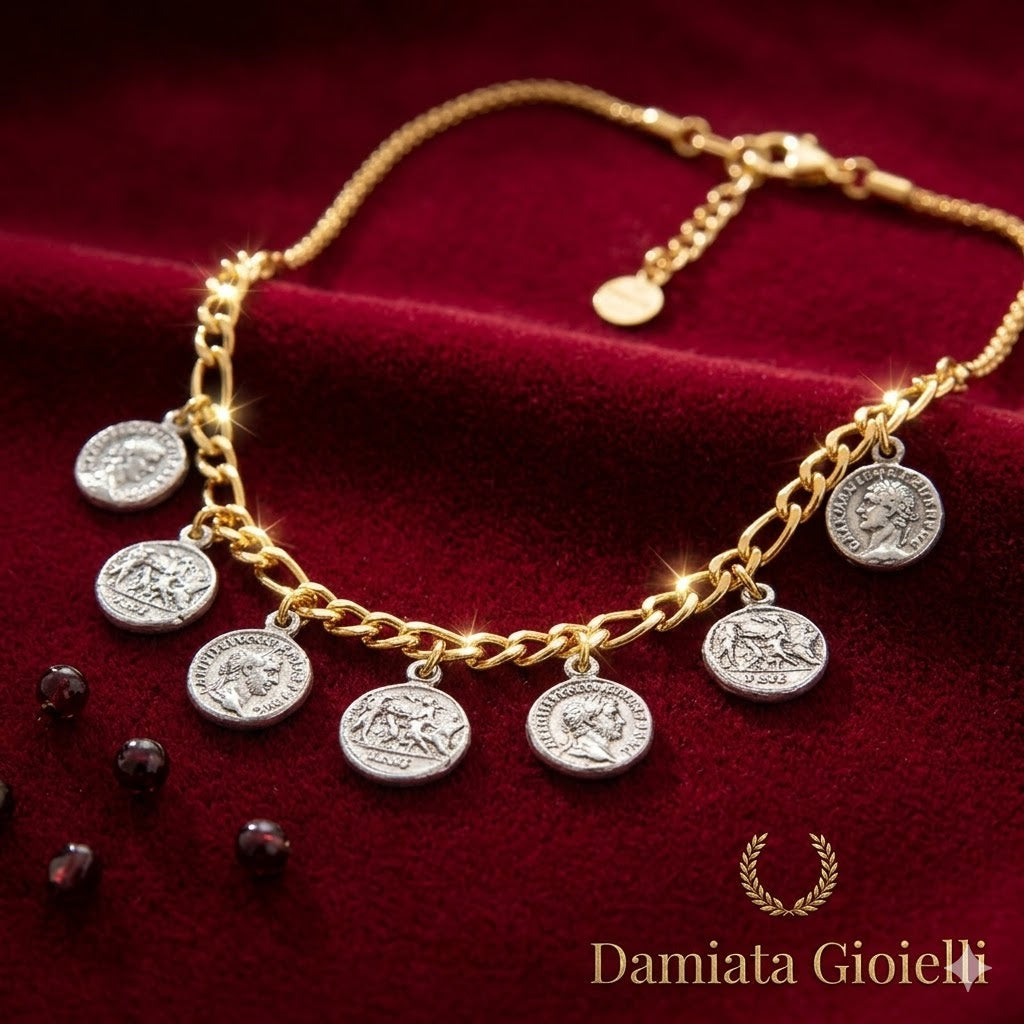 Collana con charm moneta donna Via Condotti in argento bicolore ref. VICON13