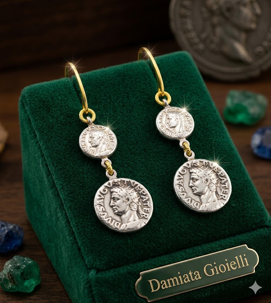 Orecchini pendenti donna Via Condotti in argento bicolore con monete ref. VICON15