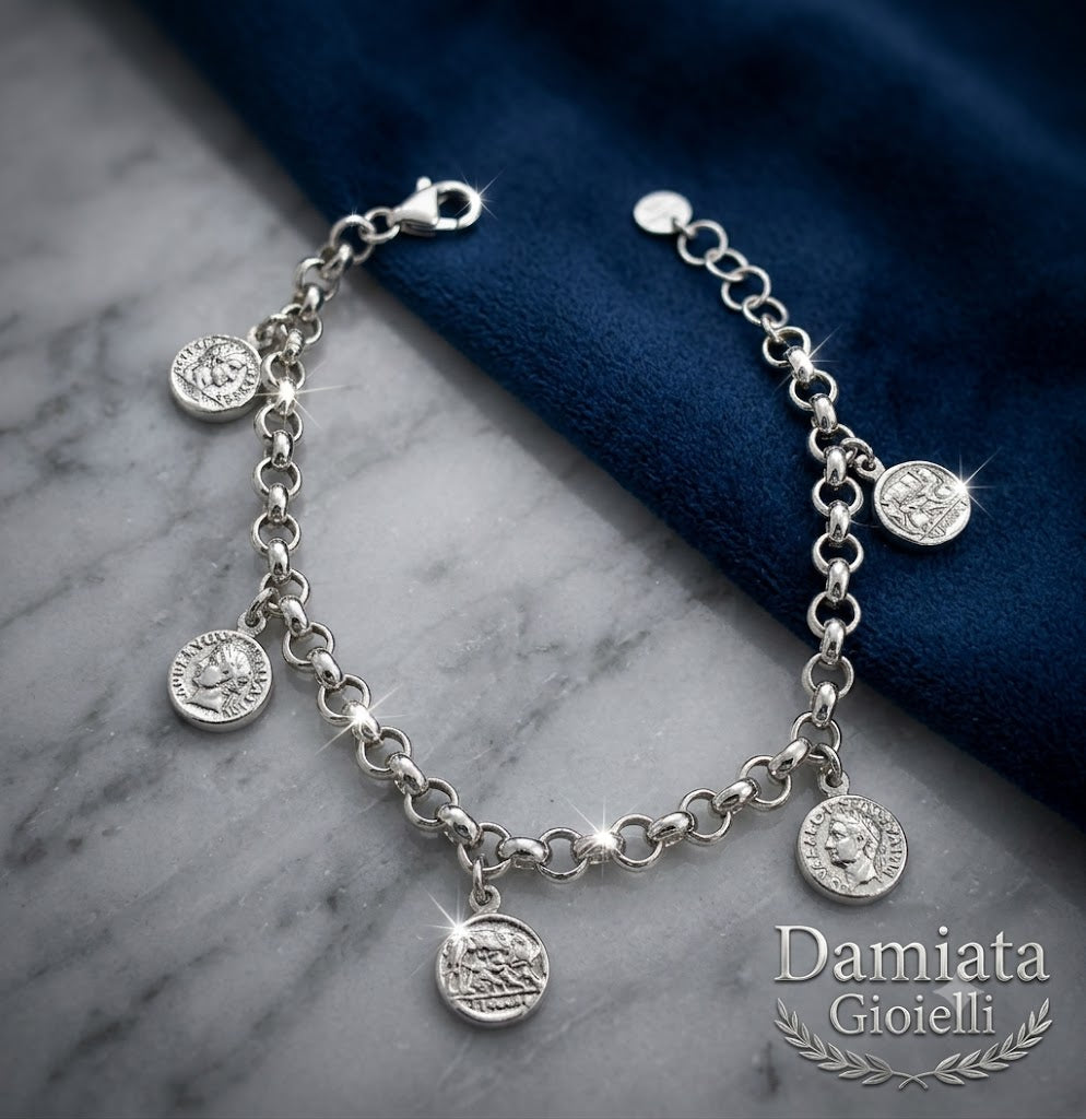 Bracciale donna Via Condotti in argento con charm a moneta ref. VICON2